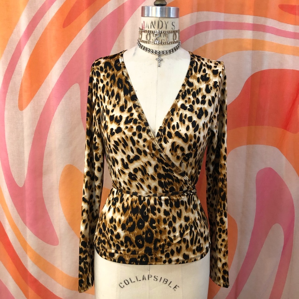 90s Leopard Wrap Top